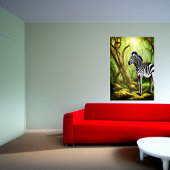 Schattige Zebra in het bos | AI Art Poster