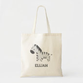 Schattige zebra kids gepersonaliseerd tote bag (Voorkant)