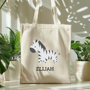 Schattige zebra kids gepersonaliseerd tote bag