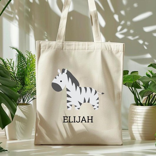 Schattige zebra kids gepersonaliseerd tote bag