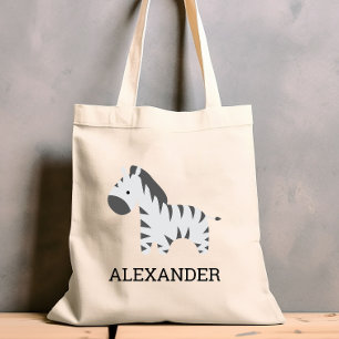 Schattige zebra kids gepersonaliseerd tote bag
