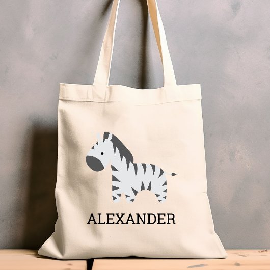 Schattige zebra kids gepersonaliseerd tote bag