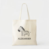 Schattige zebra kids gepersonaliseerd tote bag (Voorkant)