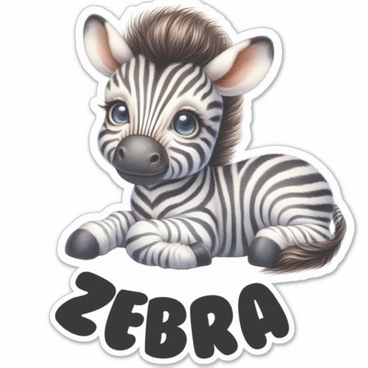 Schattige Zebra - Kwekerij Sticker (Voorkant)