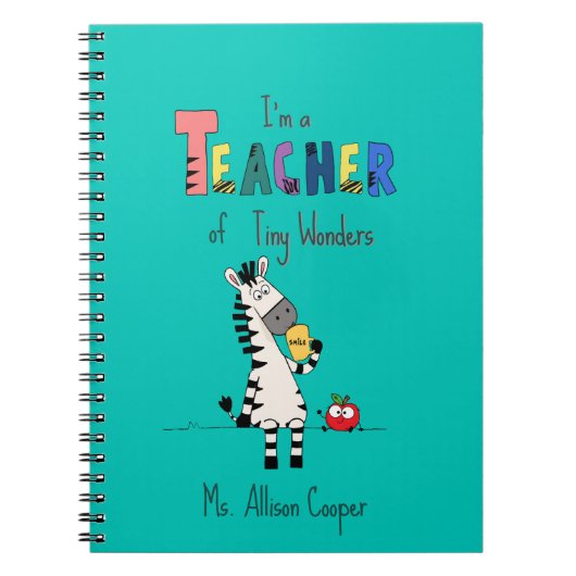 Schattige zebra lerares notitieboek (Voorkant)