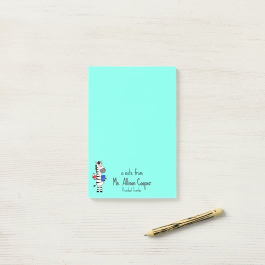 Schattige zebra lerares post-it® notes (Op bureau)