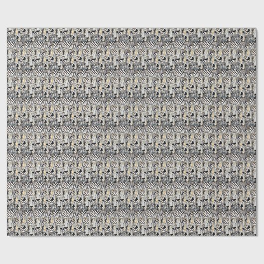 schattige zebra liefhebbers veestpartij cadeaupapier (Vlak)