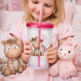 “Schattige zebra met hart Acryl Drinkbeker