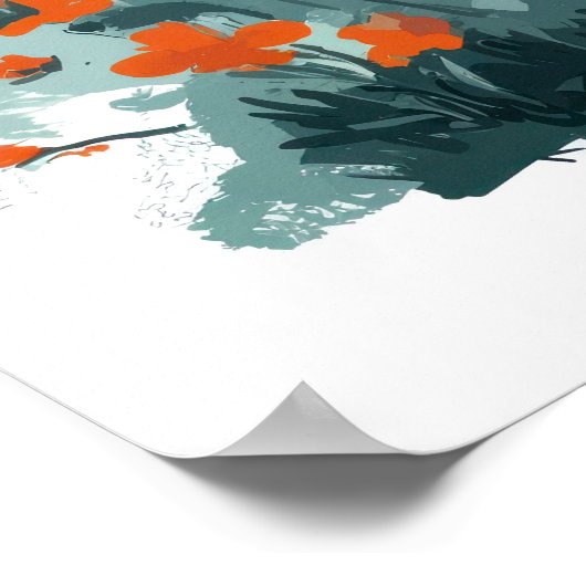 Schattige zebra met oranje ballon Whimsical Illust Poster (Hoek)