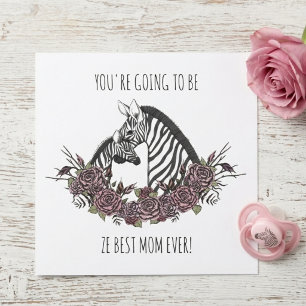 Schattige Zebra Moeder & Baby Gefeliciteerd met je Kaart