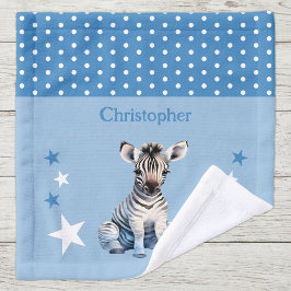 Schattige zebra naam toevoegen polka stippen sterr washandje