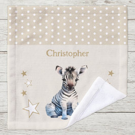 Schattige zebra naam toevoegen polka stippen sterr washandje