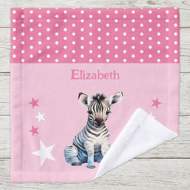 Schattige zebra naam toevoegen polka stippen sterr washandje