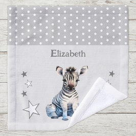 Schattige zebra naam toevoegen polka stippen sterr washandje