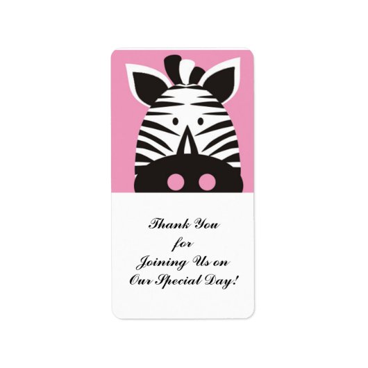 schattige zebra op roze etiket (Voorkant)
