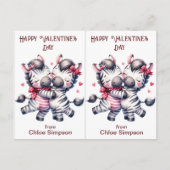 Schattige Zebra Paar Kind Valentijn Klaslokaal Kaa Briefkaart (Voorkant)
