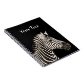 Schattige Zebra Portret op zwarte gepersonaliseerd Notitieboek (Rechterzijde)
