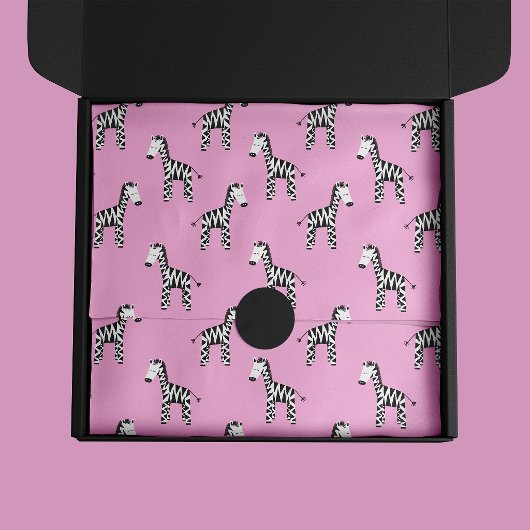 Schattige zebra roze tissuepapier