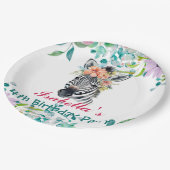 Schattige Zebra zoo dierlijk oerwoud Bloemen Verja Papieren Bordje (Gekanteld)