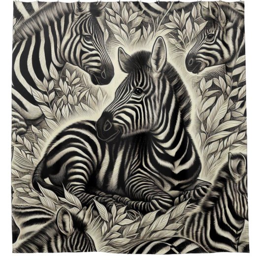 Schattige  Zebrapatroon Douchegordijn (Voorkant)