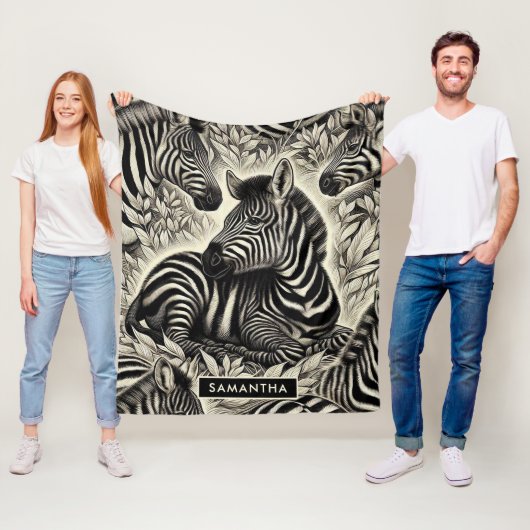 Schattige Zebrapatroon Fleece Deken (In situ)
