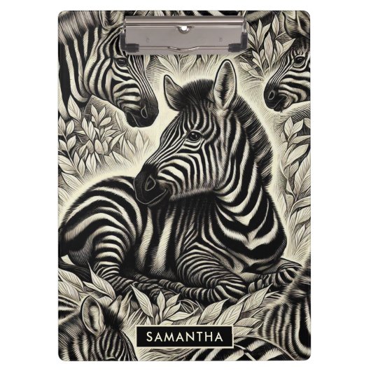 Schattige Zebrapatroon Klembord (Voorkant)