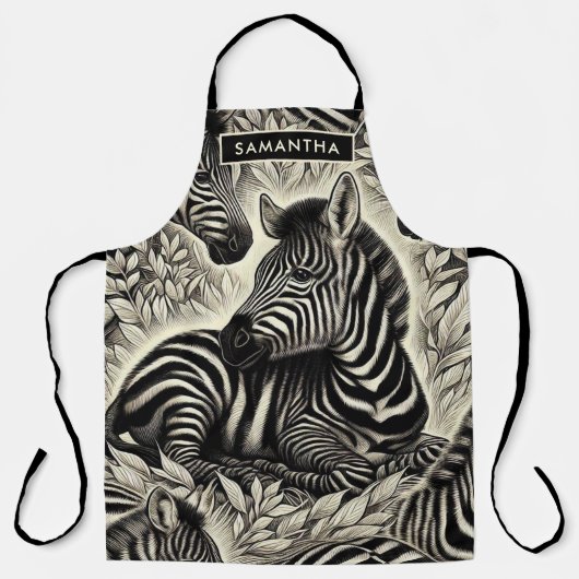 Schattige Zebrapatroon Schort (Voorkant)