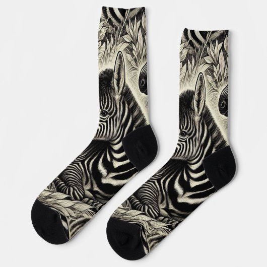 Schattige Zebrapatroon Sokken (Links)