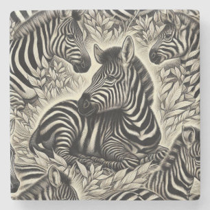Schattige Zebrapatroon Stenen Onderzetter