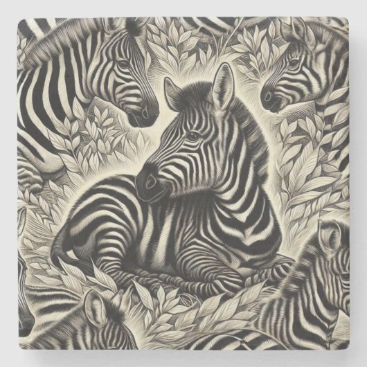Schattige Zebrapatroon Stenen Onderzetter (Voorkant)