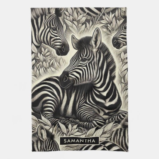 Schattige Zebrapatroon Theedoek (Verticaal)