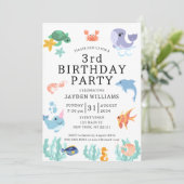 Schattige Zee Animals Kids Verjaardag Kaart (Staand voorkant)