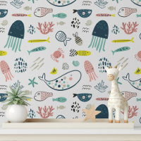 Schattige Zee Creatures Fish Whales Kinder Patroon