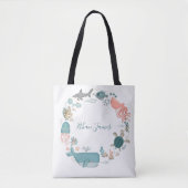 Schattige Zee Creatures Waterverf Gepersonaliseerd Tote Bag (Voorkant)