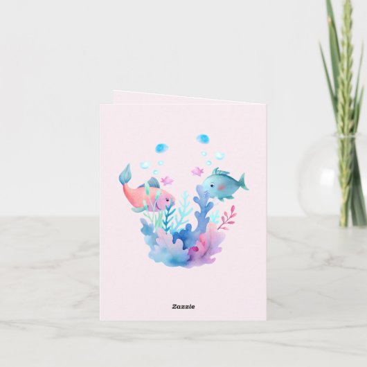 Schattige Zee Dieren Zeemeermin Thema Happy Birthd Kaart (Achterkant)