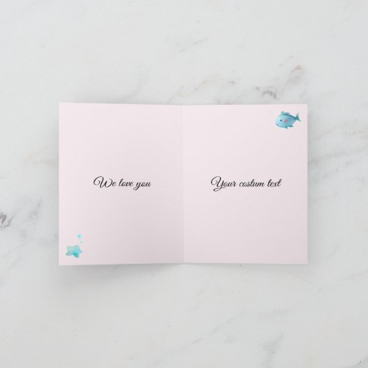 Schattige Zee Dieren Zeemeermin Thema Happy Birthd Kaart (Binnen)