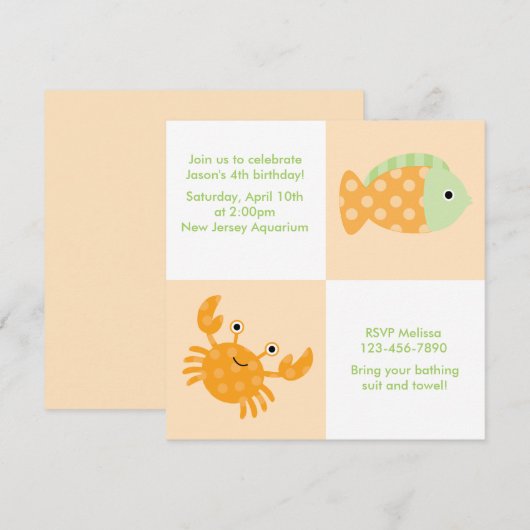 Schattige Zee Dieren Zomer en Strand Verjaardag Kaart (Voorkant / Achterkant)
