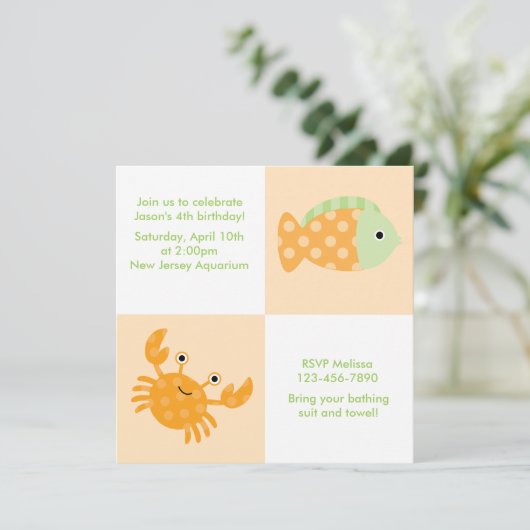 Schattige Zee Dieren Zomer en Strand Verjaardag Kaart (Staand voorkant)