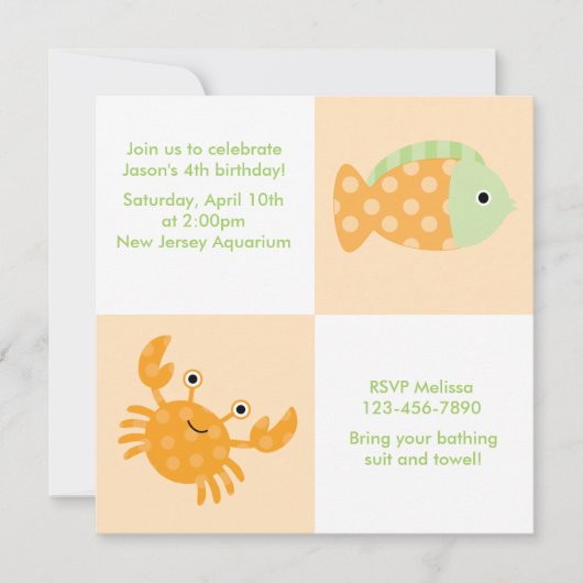 Schattige Zee Dieren Zomer en Strand Verjaardag Kaart (Voorkant)