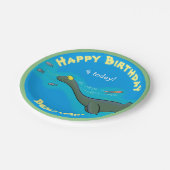 Schattige zee dinosaurus cartoon gepersonaliseerde papieren bordje (Gekanteld)