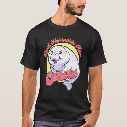 Schattige Zee Koe Manatee zoogdier echte zeemeermi T-shirt (Voorkant)
