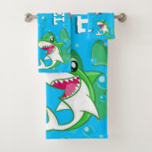 Schattige Zee Leven Haai Blauwe Oceaan Kinder naam Bad Handdoek (Insitu)
