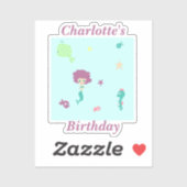 Schattige zee leven zeemeermin vissen naam op blau sticker (Vel)