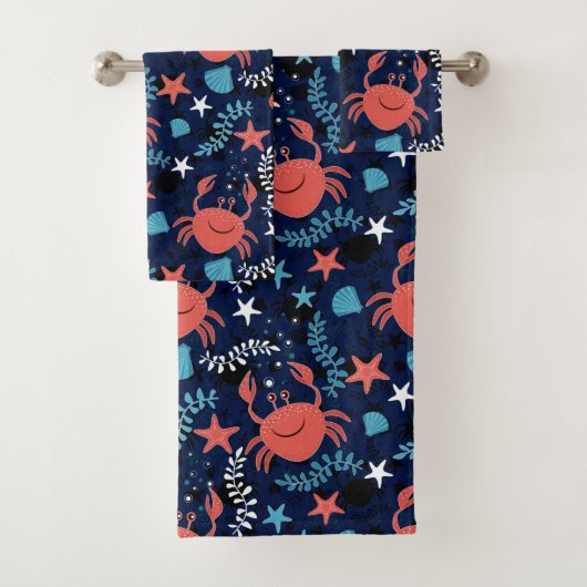 Schattige zee met krabben. bad handdoek (Insitu)