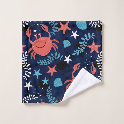 Schattige zee met krabben. bad handdoek (Wasdoekje)