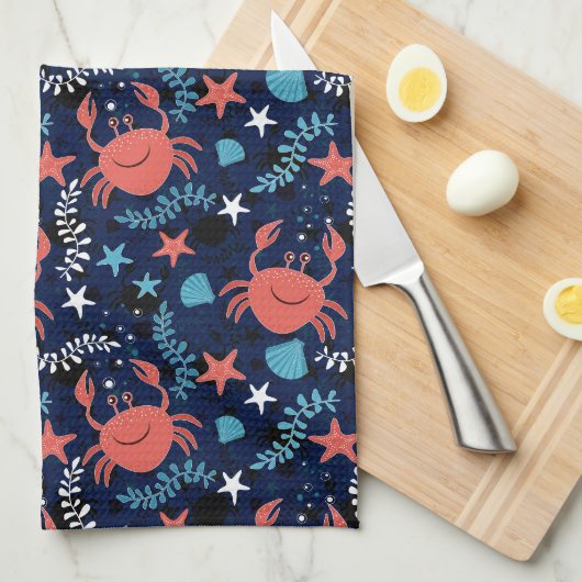 Schattige zee met krabben. theedoek (Quarter Fold)