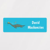Schattige zee Monster Plesiosaurus cartoon geperso Labels (Design 1)