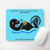 Schattige Zee OTTER - Bedreigd dier - Blauw MUISMA Muismat (Met muis)