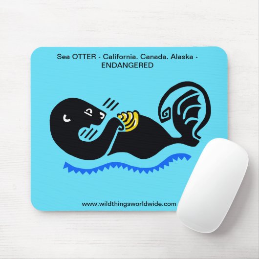 Schattige Zee OTTER - Bedreigd dier - Blauw MUISMA Muismat (Met muis)