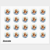 Schattige Zee Otter in Water Dank u gepersonalisee Ronde Sticker (Vel)